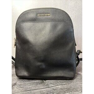 MICHAEL KORS Large EMMY Domed  Black Leather Backpack (MN)